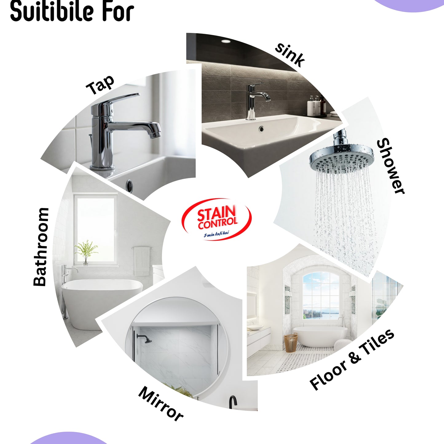 Staincontrol Bathroom Tap Cleaner Spray – Removes Hard Water, Calcium & Soap Scum for Instant Shine 500ml