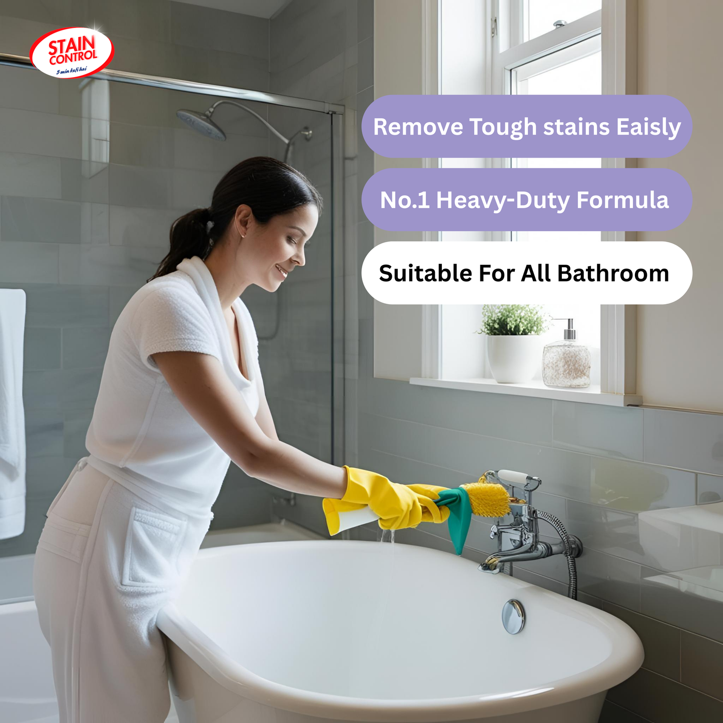 Staincontrol Bathroom Tap Cleaner Spray – Removes Hard Water, Calcium & Soap Scum for Instant Shine 500ml