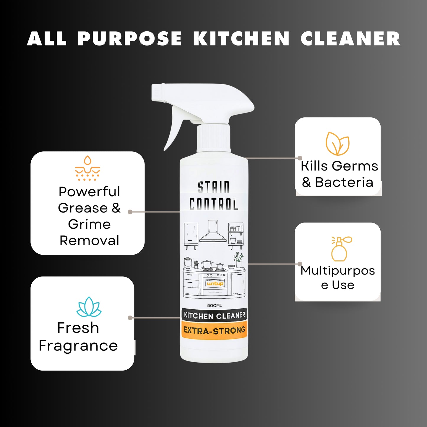 Kitchen Cleaner Oil & Grease Remover for Chimney, Gas Stove & Sink | 500ml