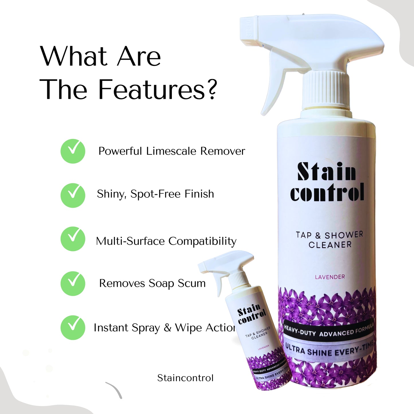 Staincontrol Bathroom Tap Cleaner Spray – Removes Hard Water, Calcium & Soap Scum for Instant Shine 500ml